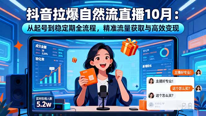 抖音拉爆自然流直播10月：从起号到稳定期全流程，精准流量获取与高效变现-鸿雁学习网