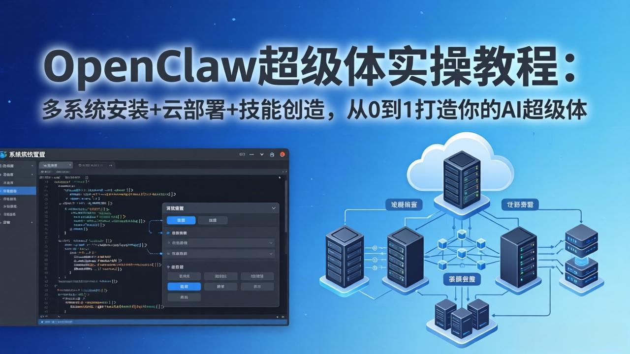 OpenClaw-小龙虾 超级体实操教程:多系统安装+云部署+技能创造,从0到1打造你的AI超级体 OpenClaw-小龙虾 超级体实操教程:多系统安装+云部署+技能创造,从0到1打造你的AI超级体