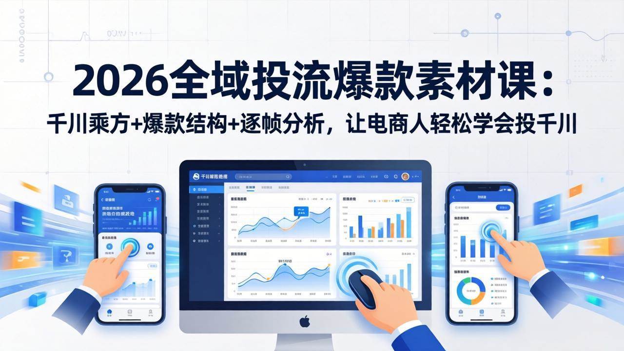 （17705期）2026全域投流爆款素材课：千川乘方+爆款结构+逐帧分析，让电商人轻松学会投千川-鸿雁学习网