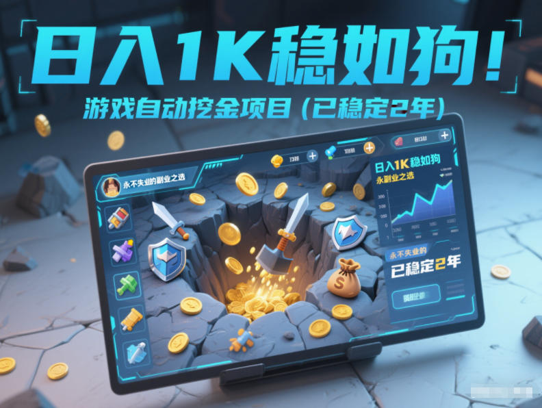 日入1K稳如狗！游戏自动挖金项目(已稳定2年)，永不失业的副业之选【揭秘】-鸿雁学习网