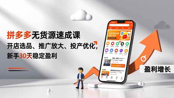 （16785期）拼多多无货源速成课，开店选品、推广放大、投产优化，新手30天稳定盈利-鸿雁学习网