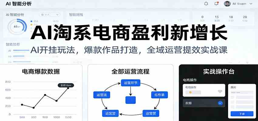 AI淘系电商盈利新增长，AI开挂玩法，爆款作品打造，全域运营提效实战课-鸿雁学习网