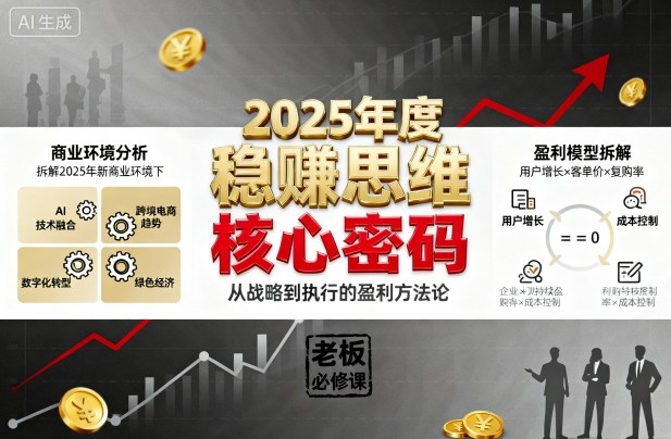 2025年度稳賺思维老板创业营，拆解2025年新商业环境下，企业实现持续盈利的核心密码-鸿雁学习网