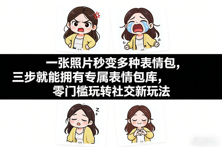 一张照片秒变多种表情包，三步就能拥有专属表情包库，零门槛玩转社交新玩法【文档】-鸿雁学习网