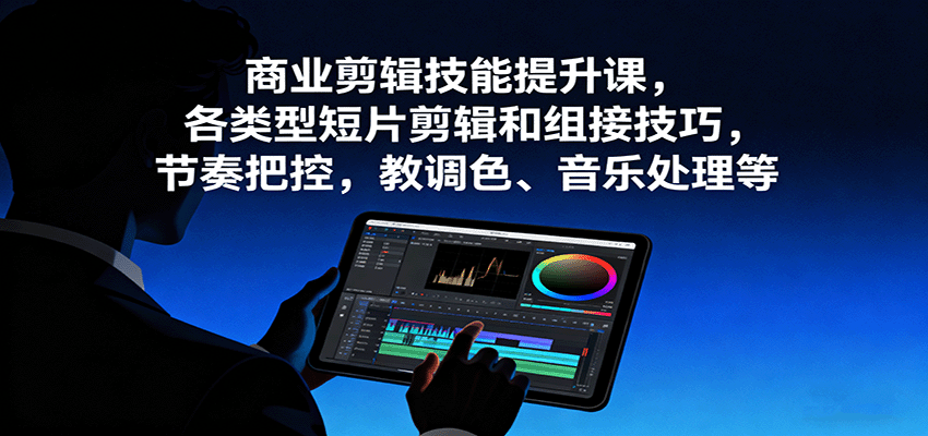 商业剪辑技能提升课,各类型短片剪辑和组接技巧,节奏把控,教调色、音乐处理等-鸿雁学习网