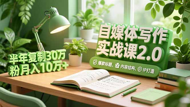 自媒体写作实战课2.0，爆款标题、内容结构、IP打造，半年复制30万粉月入10万+-鸿雁学习网