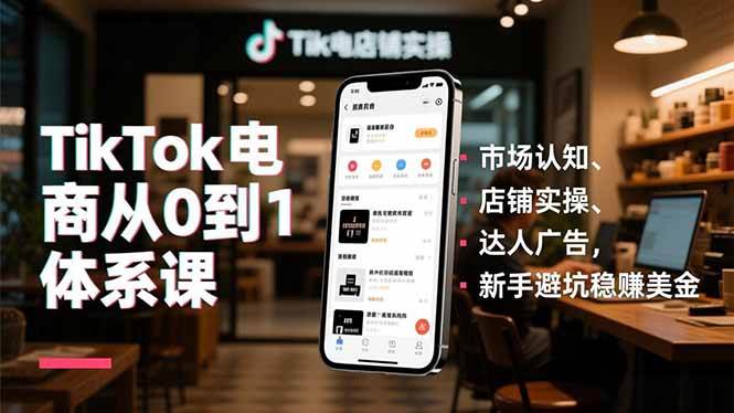 （16818期）TikTok电商从0到1体系课，市场认知、店铺实操、达人广告，新手避坑稳赚美金-鸿雁学习网