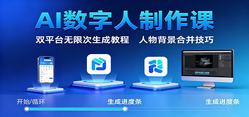 AI数字人制作课：双平台无限次生成教程，人物背景合并技巧-鸿雁学习网