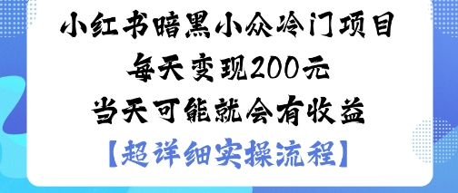 小红书暗黑小众冷门项目每天变现2张当天可能就会有收益-鸿雁学习网