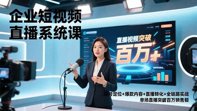 (16878期)企业短视频直播系统课,账号定位+爆款内容+直播转化+全链路实战,单场直播突破百万销售额-鸿雁学习网