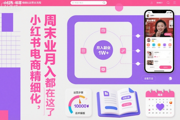 小红书电商精细化运营全流程，周末副业月入1W+，全套方法都在这了-鸿雁学习网