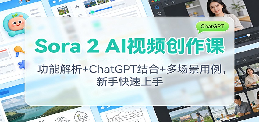 Sora 2 AI视频创作课：功能解析+ChatGPT结合+多场景用例，新手快速上手-鸿雁学习网