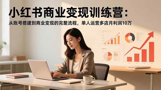 （16698期）小红书商业变现训练营：从账号搭建到商业变现的完整流程，单人运营多店月利润10万-鸿雁学习网