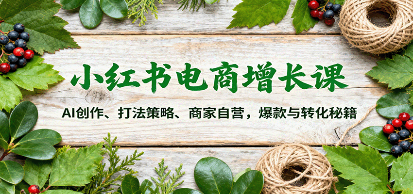小红书电商增长课：AI创作、打法策略、商家自营，爆款与转化秘籍-鸿雁学习网