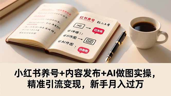 （16498期）小红书养号+内容发布+AI做图实操，精准引流变现，新手月入过万-鸿雁学习网
