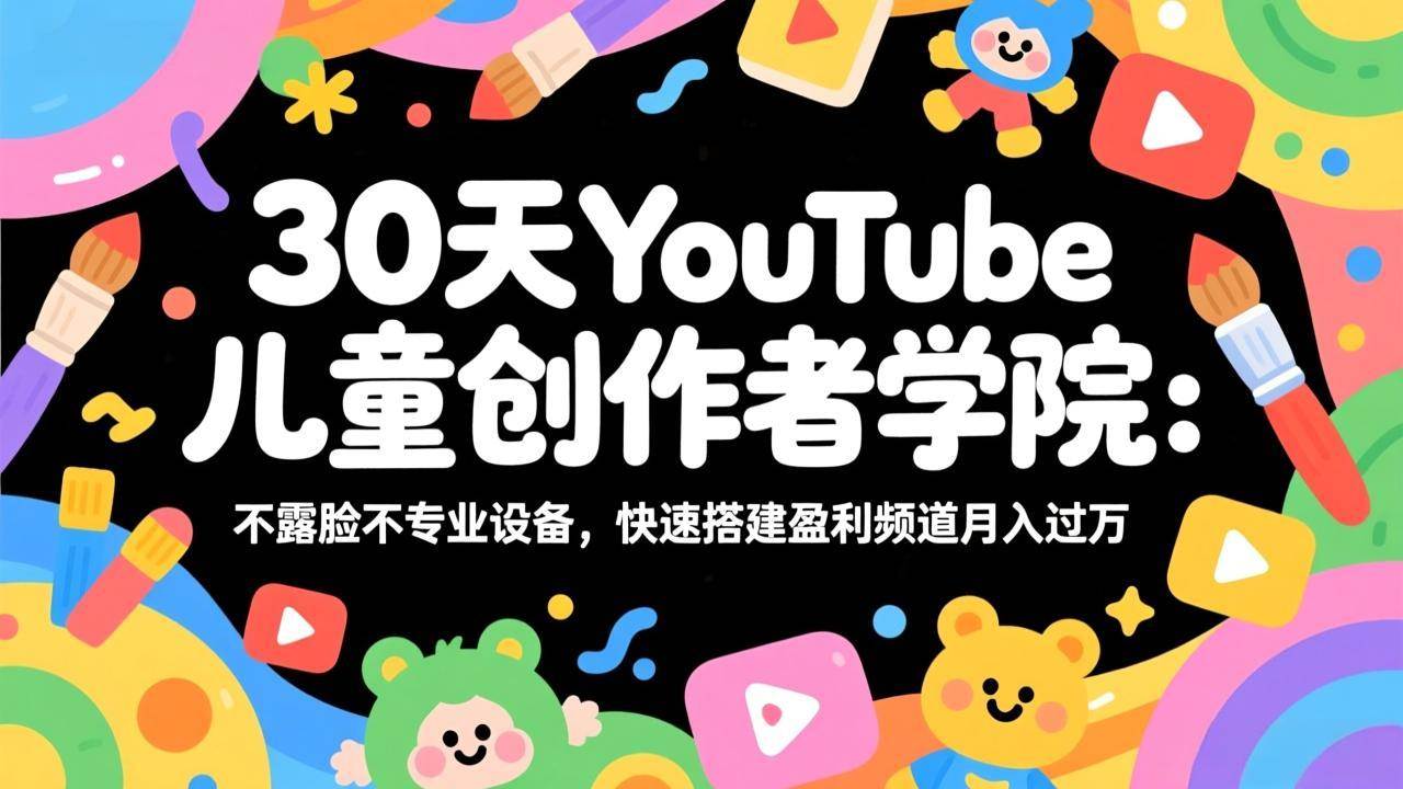 （17554期）30天YouTube儿童创作者学院：不露脸不专业设备，快速搭建盈利频道月入过万-鸿雁学习网