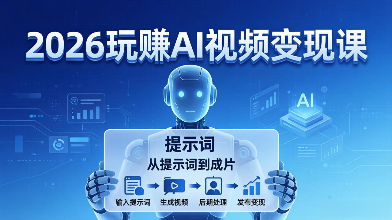 2026玩赚AI视频变现课：掌握 AI 视频全流程技能，从提示词到成片高效产出-鸿雁学习网
