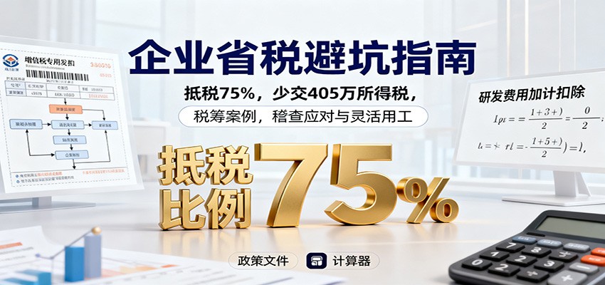 企业省税避坑指南：抵税75%，少交405万所得税，税筹案例，稽查应对与灵活用工-鸿雁学习网