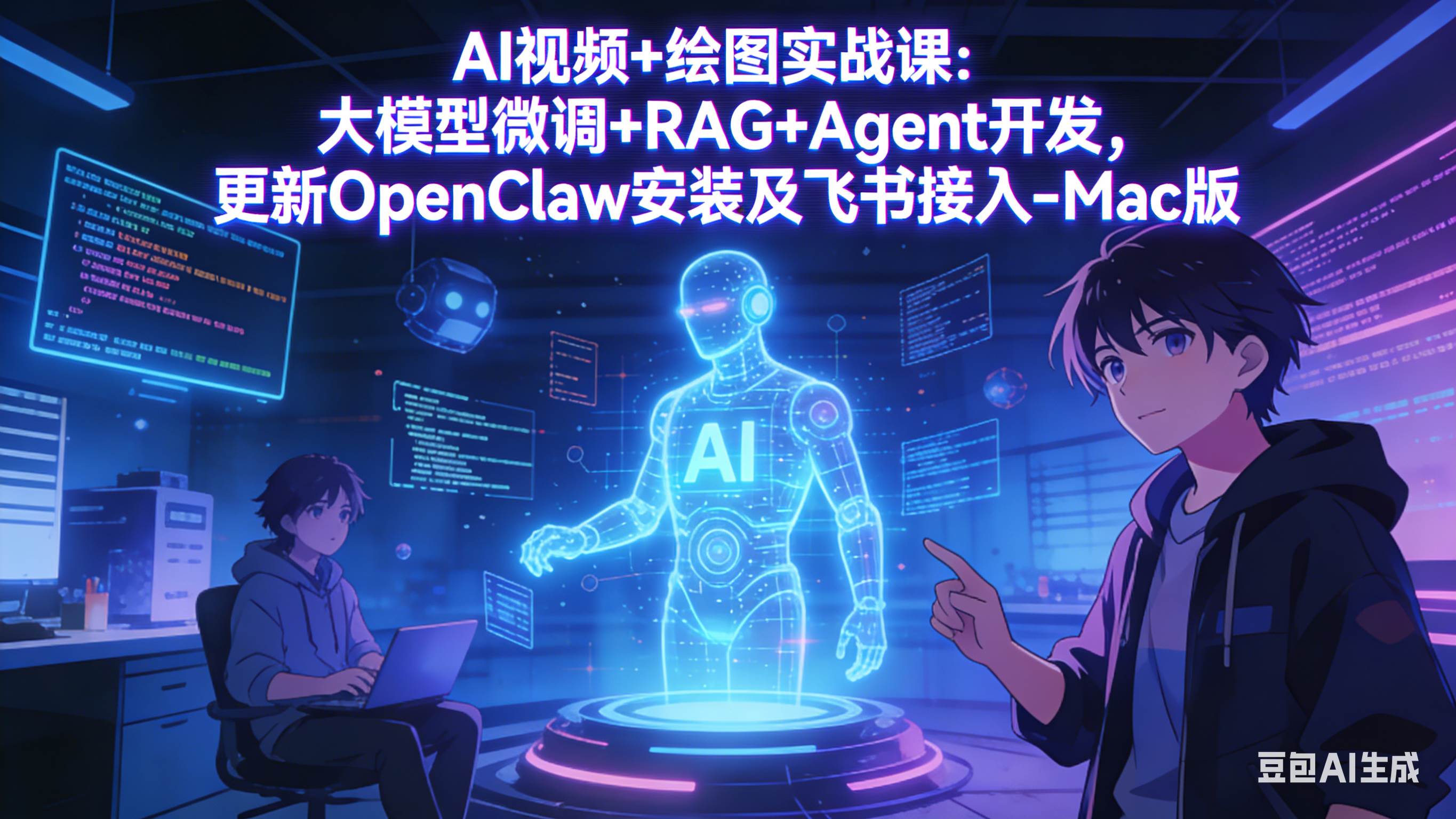 （17594期）AI视频+绘图实战课：大模型微调+RAG+Agent开发，更新OpenClaw安装及飞书接入-Mac版-鸿雁学习网