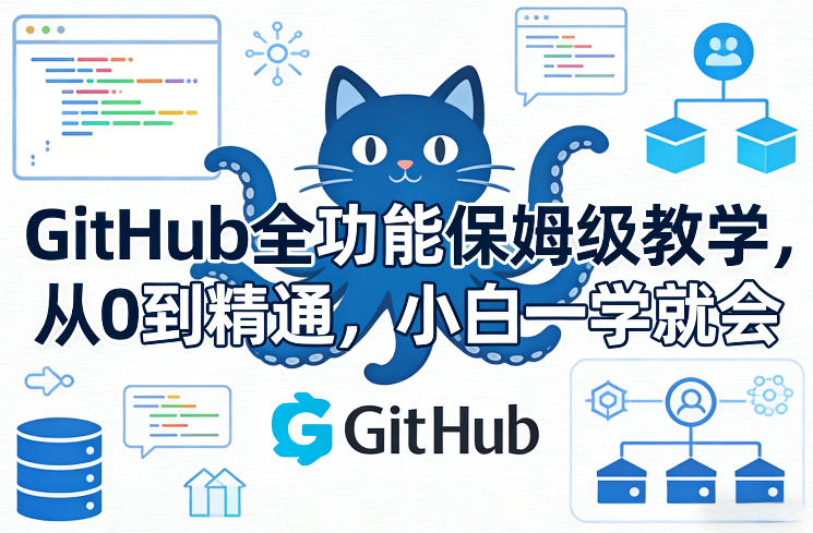 GitHub全功能保姆级教学，从0到精通，小白一学就会-鸿雁学习网