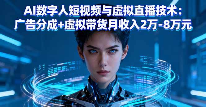 （16148期）AI数字人短视频与虚拟直播技术：广告分成+虚拟带货月收入2万-8万元-鸿雁学习网