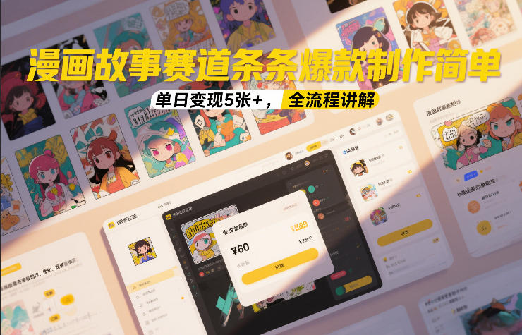 漫画故事赛道条条爆款制作简单，单日变现5张+，全流程讲解-鸿雁学习网