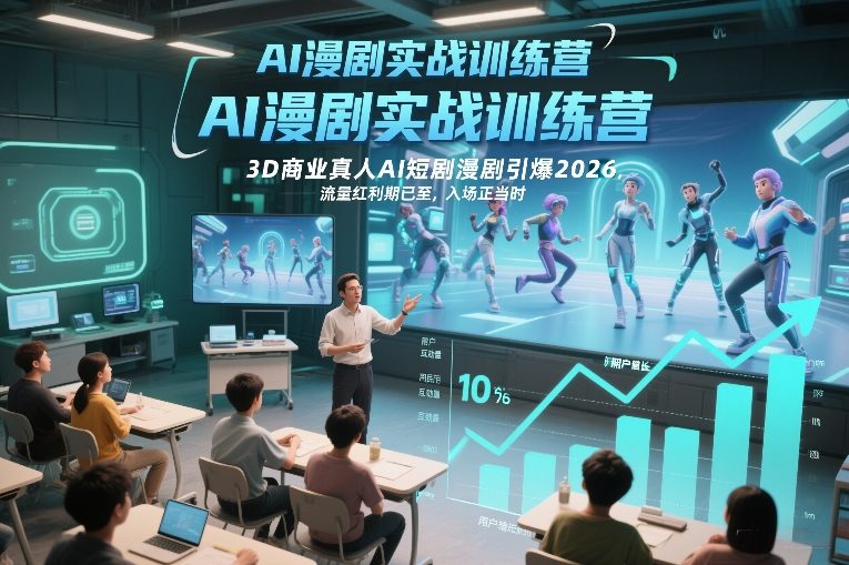 AI漫剧实战训练营，3D商业真人AI短剧漫剧引爆2026，流量红利期已至，入场正当时-鸿雁学习网