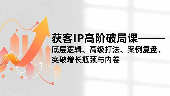（16804期）获客IP高阶破局课，底层逻辑、高级打法、案例复盘，突破增长瓶颈与内卷-鸿雁学习网