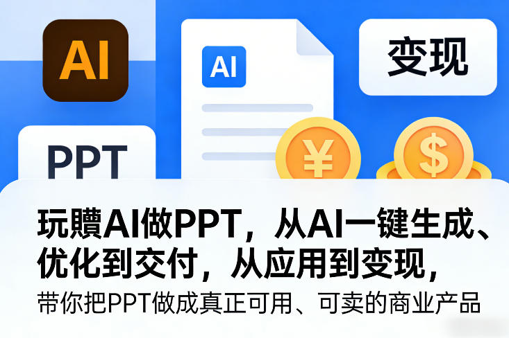 玩賺AI做PPT，从AI一键生成、优化到交付，从应用到变现，带你把PPT做成真正可用、可卖的商业产品-鸿雁学习网