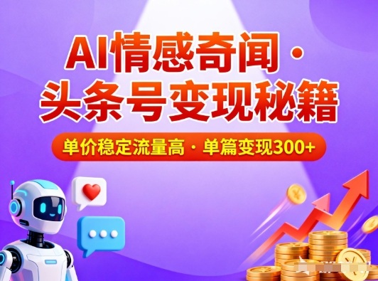 头条号做AI情感奇闻内容，单价稳定流量高，一篇变现3张-鸿雁学习网