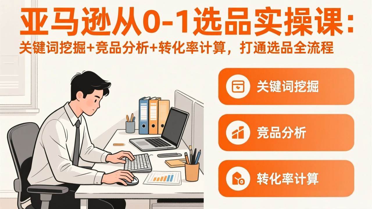 （17567期）亚马逊从0-1选品实操课(更新3月)：关键词挖掘+竞品分析+转化率计算，47节打通选品全流程-鸿雁学习网