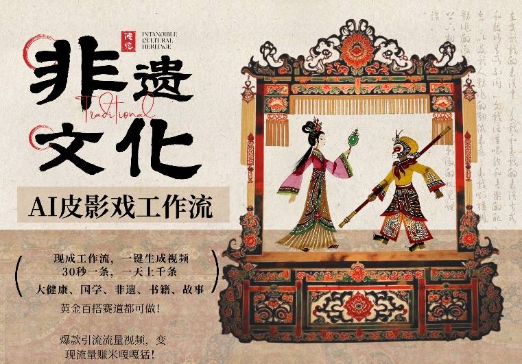 AI一键生成民俗文化非遗皮影戏视频，一刀不剪无需剪辑，30S一条，一天上百条，流量财富嘎嘎猛-鸿雁学习网
