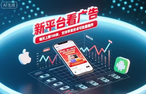 新台看广告，养好机一条5毛到5块，单机日入30到100，支持苹果安卓，可批量操作。-鸿雁学习网