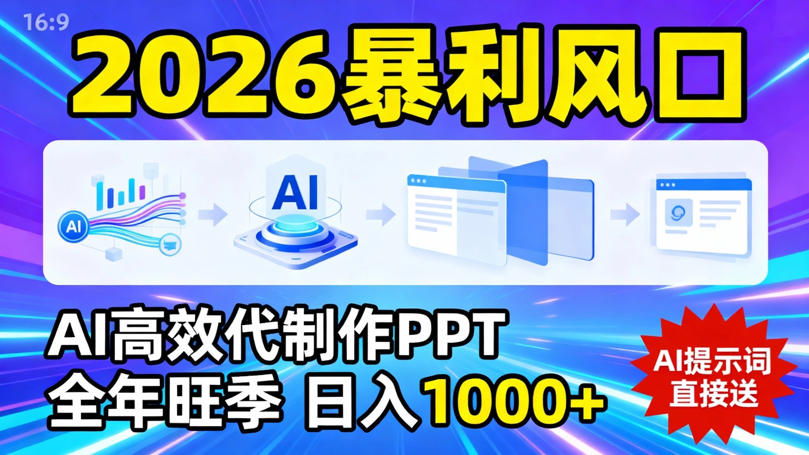 2026暴利！用AI高效代制作 PPT，全年旺季，日入 1000+，提示词直接送！-鸿雁学习网