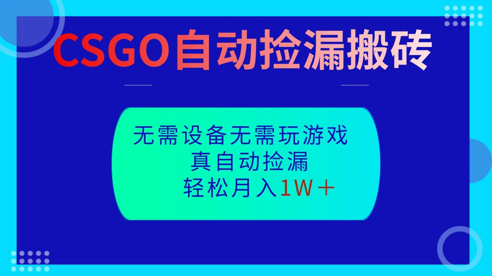 CSGO自动捡漏搬砖，当天操作当天见结果，无需了解游戏，包教包会包落地-鸿雁学习网