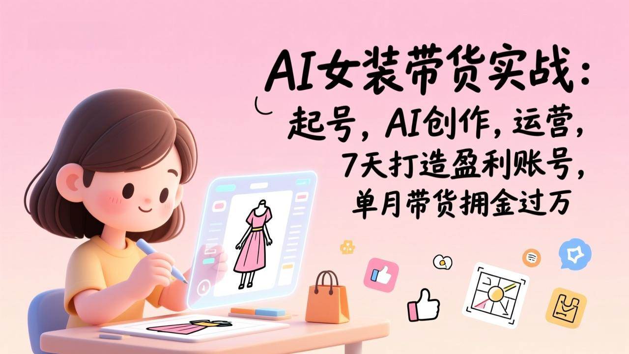 （17088期）AI女装带货实战：起号，AI创作，运营，7天打造盈利账号，单月带货佣金过万-鸿雁学习网