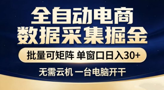 独家电商数据全自动采集项目,批量可矩阵,单窗口轻松日入3张+【揭秘】-鸿雁学习网