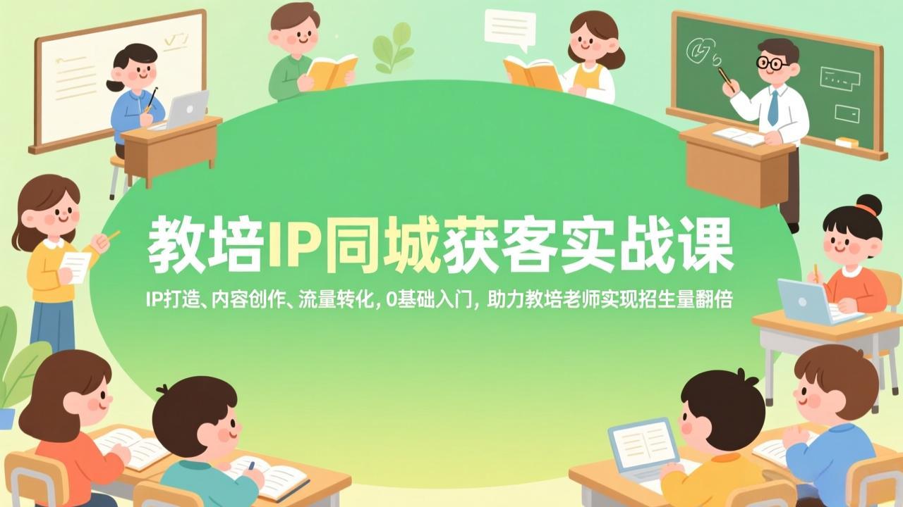 教培IP同城获客实战课，IP打造、内容创作、流量转化，0基础入门，助力教培老师实现招生量翻倍-鸿雁学习网