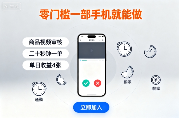 零门槛一部手机就能做，商品视频审核，通勤躺家碎片时间都能做，二十秒钟一单，单日收益4张【揭秘】-鸿雁学习网