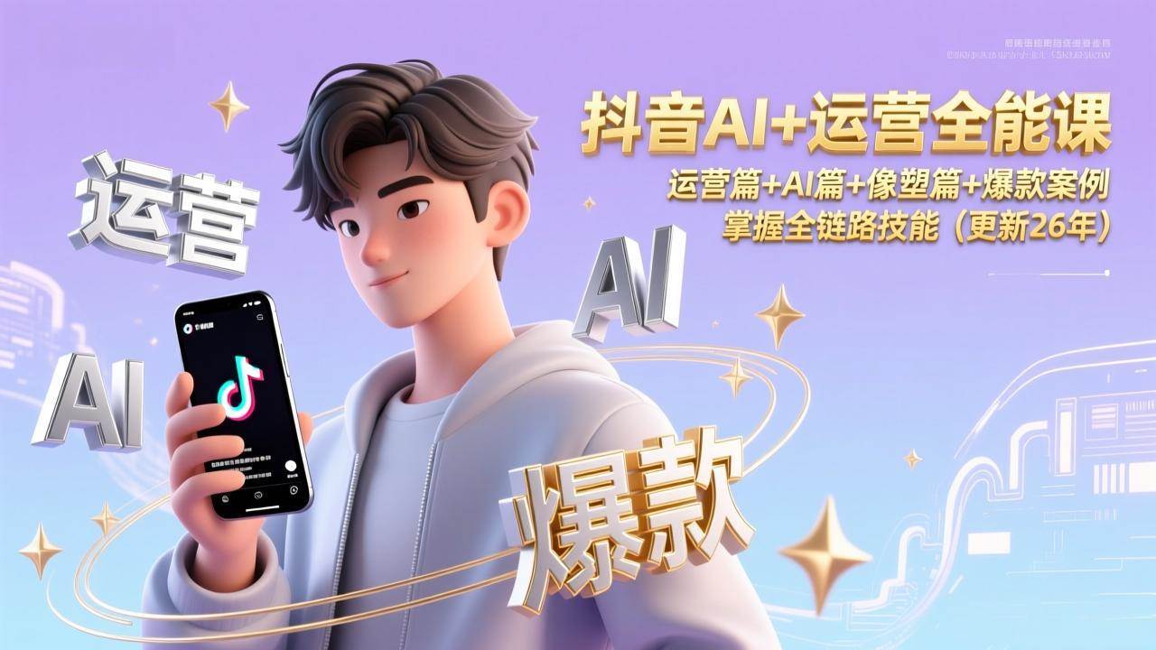 （17078期）抖音AI+运营全能课，运营篇+AI篇+像塑篇+爆款案例，掌握全链路技能（更新26年）-鸿雁学习网