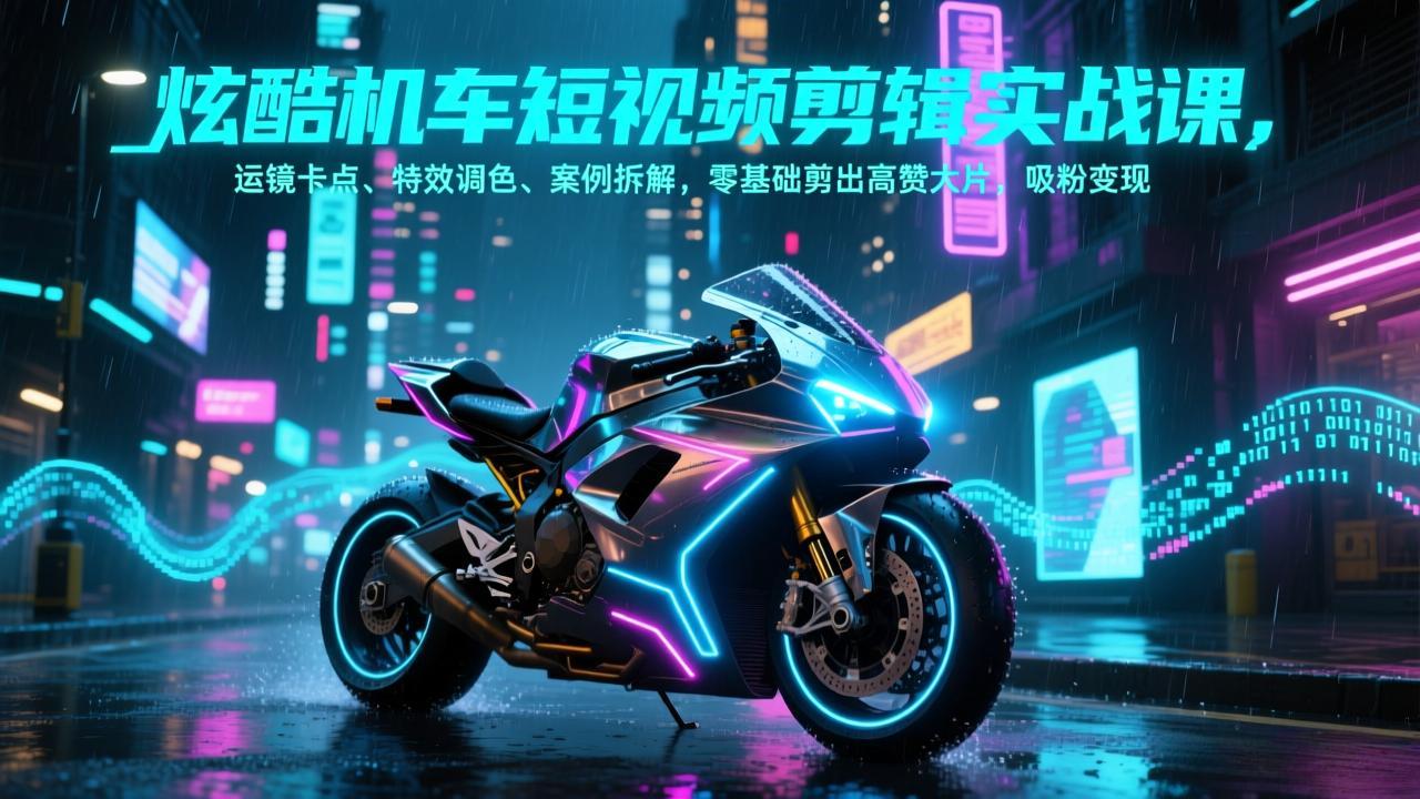 炫酷机车短视频剪辑实战课,运镜卡点、特效调色、案例拆解,零基础剪出高赞大片,吸粉变现 炫酷机车短视频剪辑实战课,运镜卡点、特效调色、案例拆解,零基础剪出高赞大片,吸粉变现