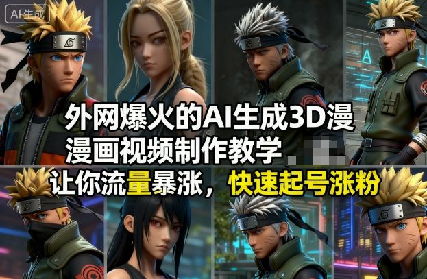 外网爆火的AI生成3D漫画视频制作教学，让你流量暴涨，快速起号涨粉！-鸿雁学习网