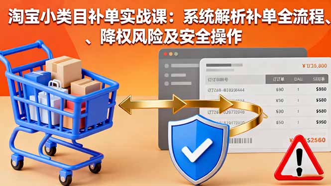 淘宝小类目补单实战课：系统解析补单全流程、降权风险及安全操作-鸿雁学习网