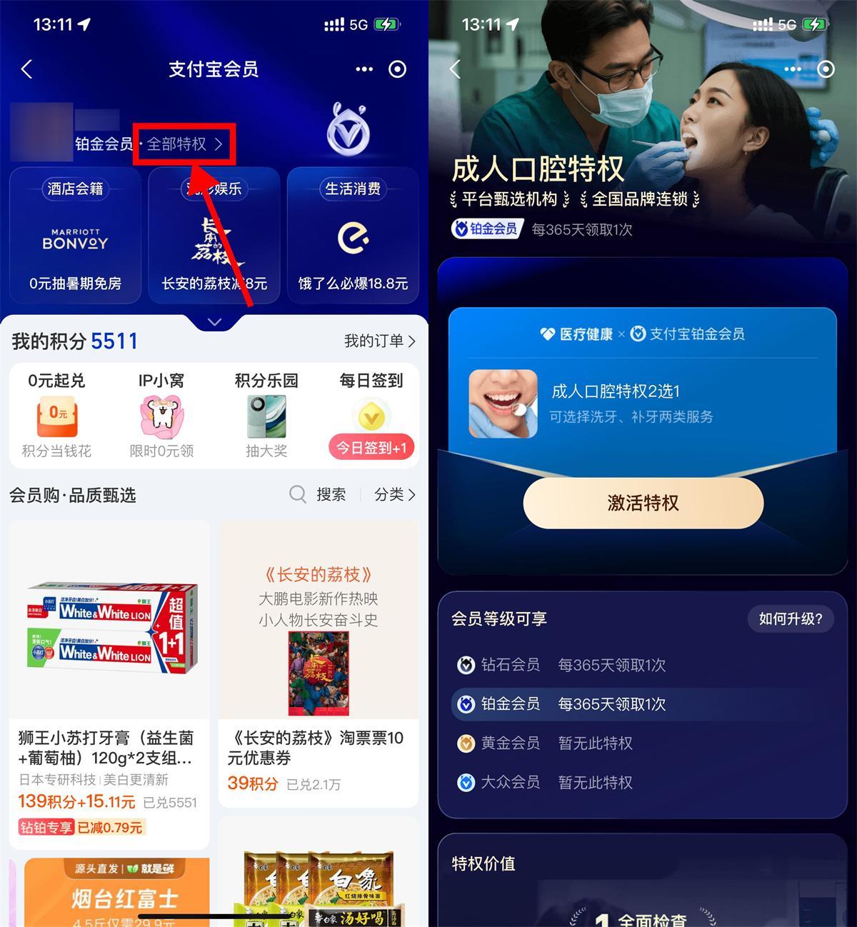支付宝铂金钻石会员免费洗牙-鸿雁学习网