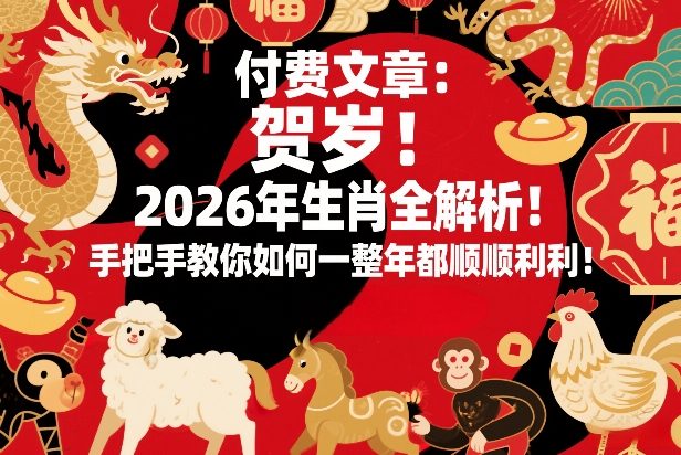付费文章：贺岁！2026年生肖全解析！手把手教你如何一整年都顺顺利利！-鸿雁学习网