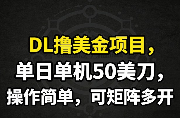 DL撸美金项目，单日单机50美刀，操作简单，可矩阵多开-鸿雁学习网