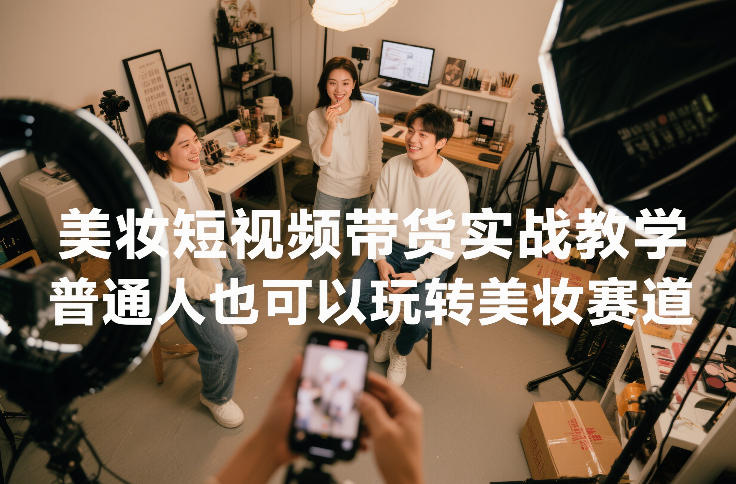 美妆短视频带货实战教学，普通人也可以玩转美妆赛道-鸿雁学习网