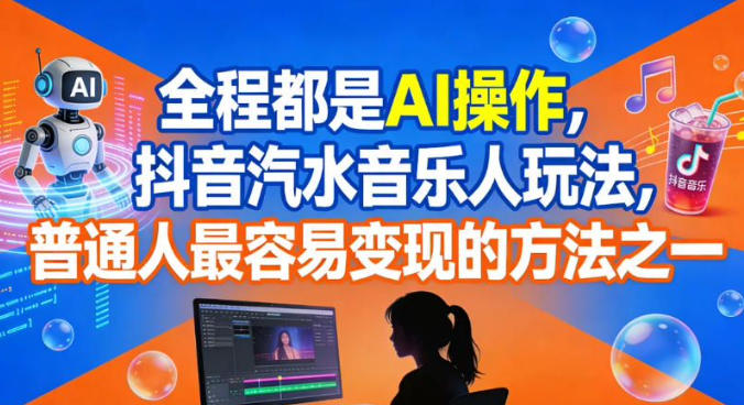 全程都是AI操作，抖音汽水音乐人玩法，普通人最容易变现的方法之一-鸿雁学习网