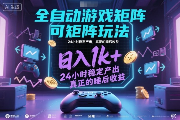 全自动游戏掘金，可矩阵操作，日入1k+，24小时稳定产出，真正的睡后收益【揭秘】-鸿雁学习网