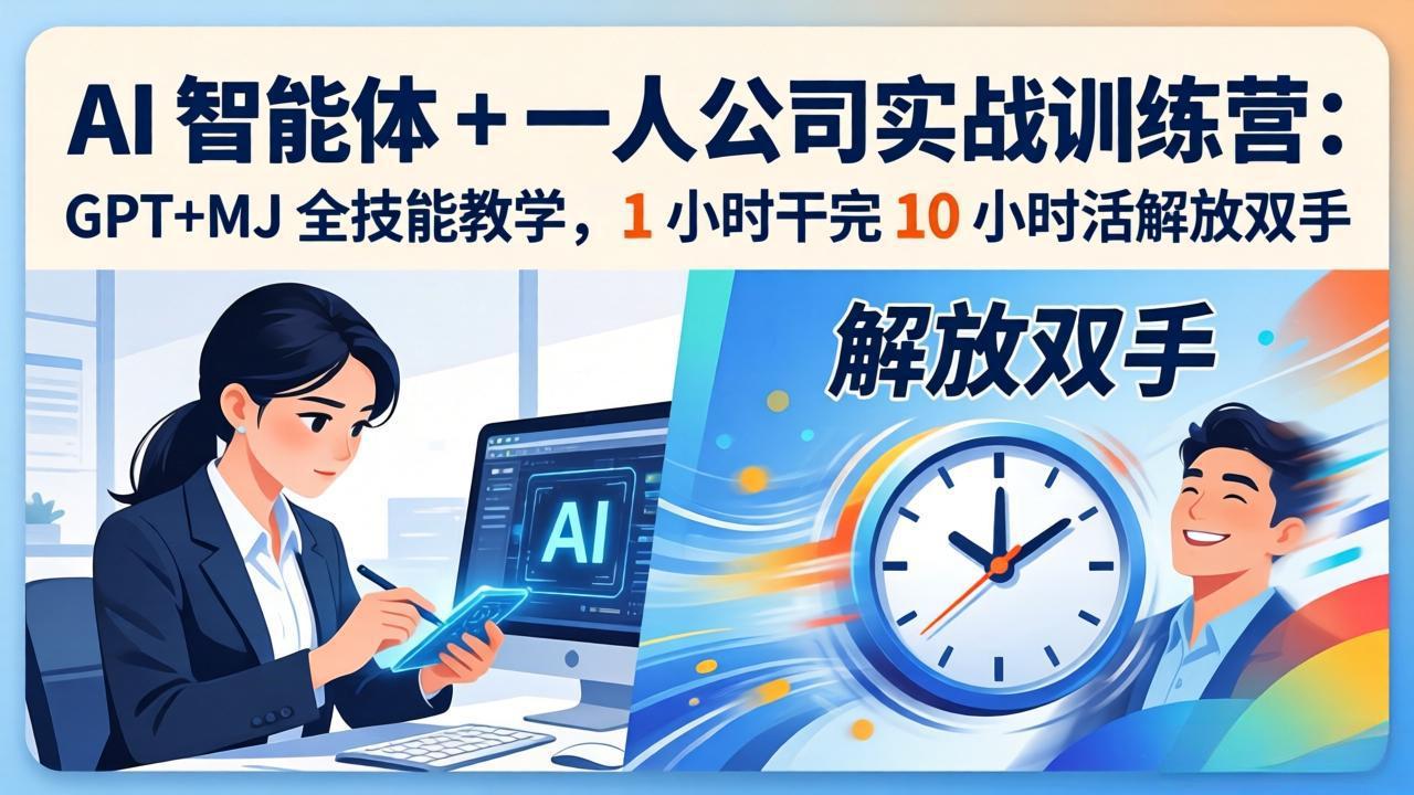 AI 智能体 + 一人公司实战训练营：GPT+MJ 全技能教学，1 小时干完 10 小时活解放双手-鸿雁学习网